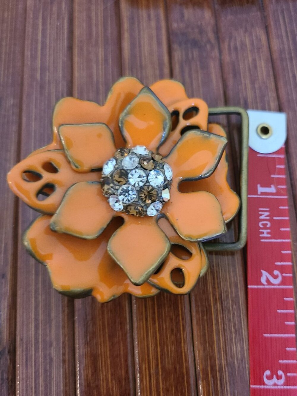 Two Rhinestone Belt Buckles - Flower & Rectangle - Picture 8 of 10